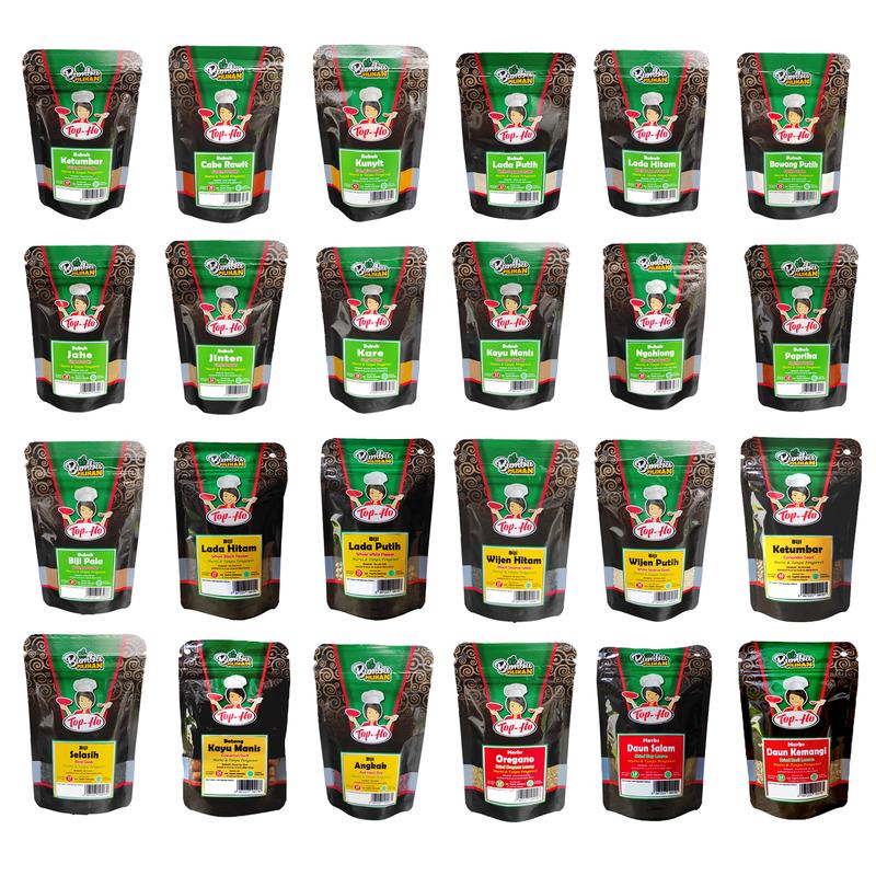 Aneka Biji, Bubuk & Herbs Topho kemasan Pouch serba Rp. 7.000 (Biji Wijen, Biji Selasih, Bubuk Kunyit, Bubuk Cabe, Bubuk lada Putih, Oregano, Basil) 0