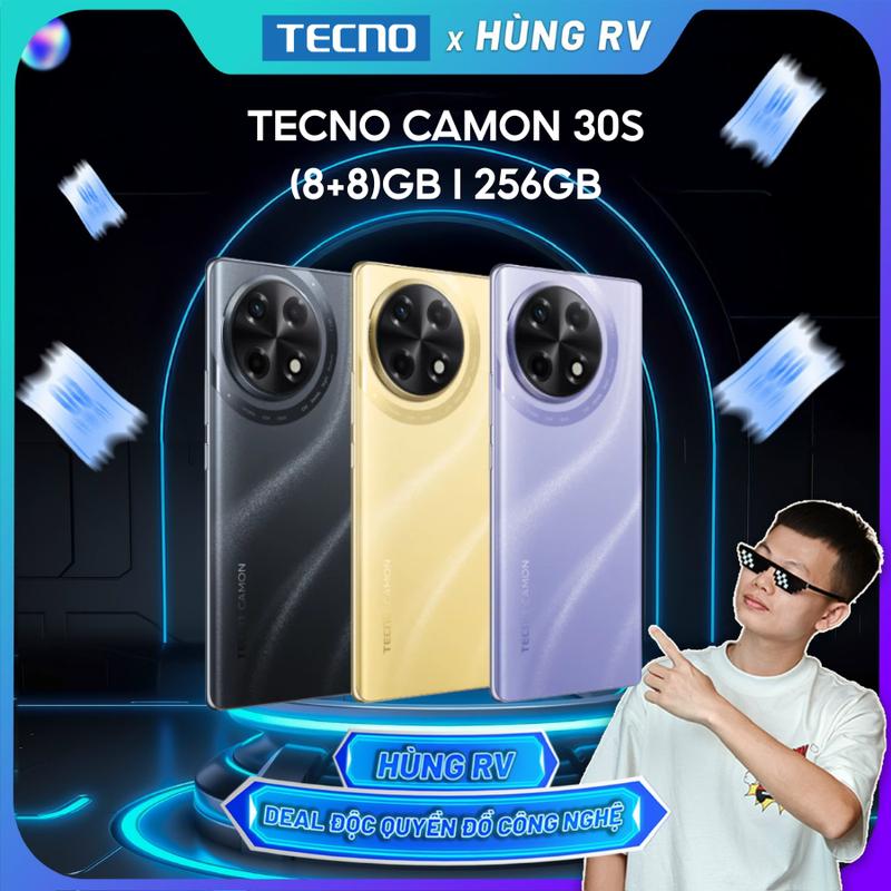   Tecno x HungRV  Điện thoại di động Tecno Camon 30S 8GB 256GB - Mediatek Helio G100 | 5000mAh | Sạc nhanh 33W | Hàng chính hãng 13.12 