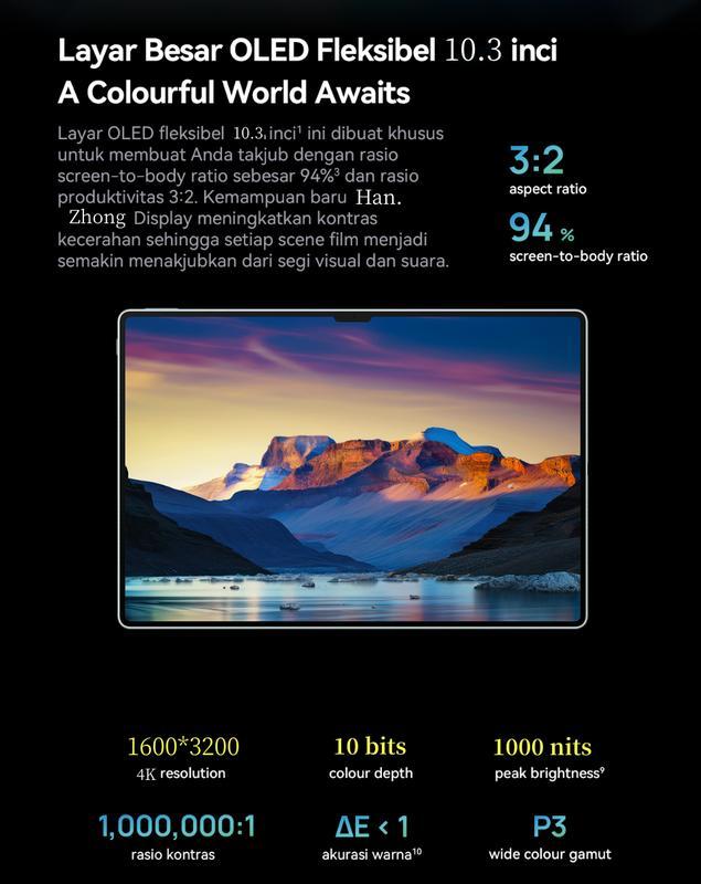 Product Introduction of Produk baru 2024 Han.Z MatePad H13 Pro Tablet 10,3 inci [16GB+1TB] pengalaman seperti PC profesional | Tampilan layar penuh warna OLED ultra-tipis l 120Hz | PC yang dapat Anda bawa saat bepergian Wifi 3