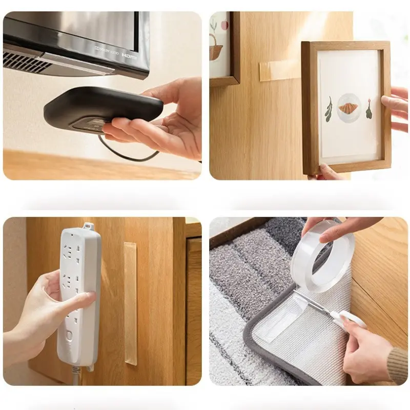Băng Dính Keo Hai Mặt, Băng Dính Nano, Chịu Lực, Đa Năng, Chất Kết Dính Có Thể Tháo Rời, Không Làm Hỏng Tường, Băng Dính Gắn Tay Cầm Trong Suốt, Có Thể Giặt Được, Chất Kết Dính Mạnh, Thích Hợp Cho Ký Túc Xá, Nhà, Đại Học, Xe Hơi, Văn Phòng, Áp Phích, Thảm 1