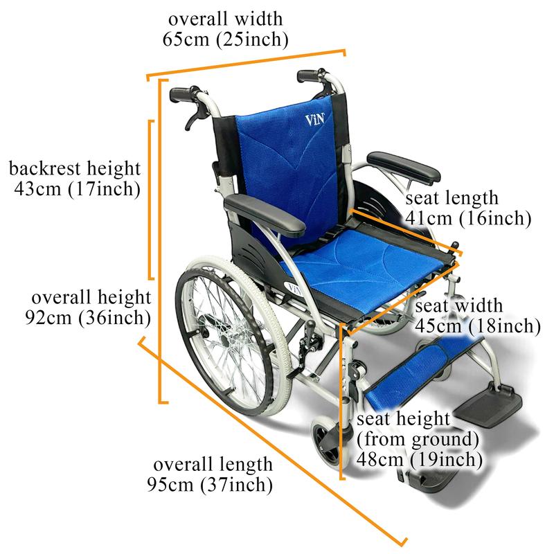 Product Introduction of ViN-32AAT Lightweight Self Propelled Wheelchair Hold 100 kg | Retractable Footrest | Anti Tipper | Foldable Self Propelled Wheelchair for Elderly Portable and Compact for for Car Boots 1