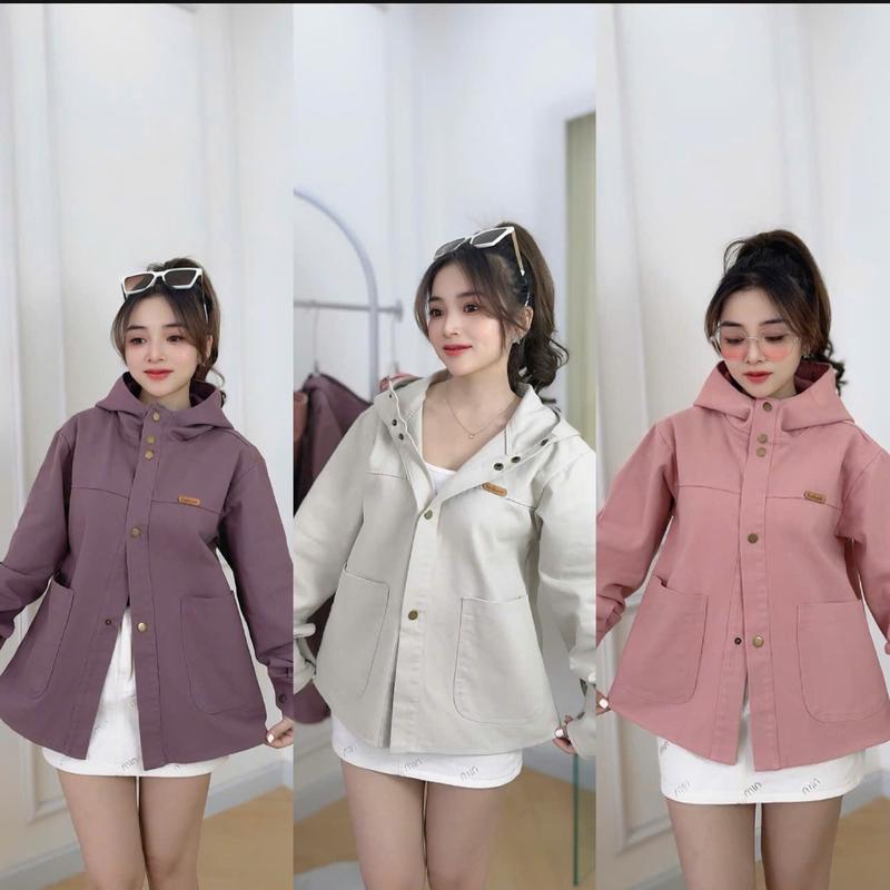 Mã 2: Áo Khoác Chống Nắng Thời Trang Cho Nữ Chất Kaki mềm mịn Nón to 2 lớp Có túi trong và túi ngoài to tiện lợi