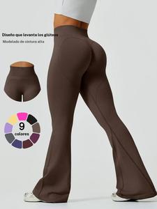 Leggings deportivos de color sólido y pernera acampanada para mujer, cómodos y transpirables de cintura alta, Leggings de yoga con pernera acampanada, Ropa deportiva para damas para uso interior y exterior