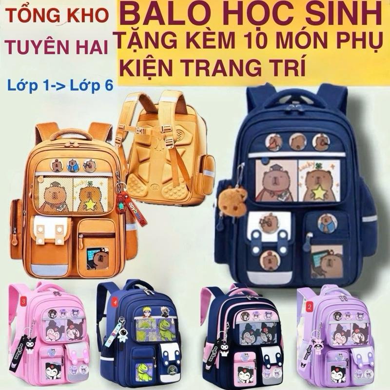    Tặng Kèm 10 Món Phụ Kiện Trang Trí  . Balo Học Sinh Kuromi  Ba Lô Capyparaa  Chống Gù Cho Bé Trai Và Bé Gái Từ Lớp 1 Đến Lớp 6  Ba Lô Họa Tiết Hoạt Hình Dễ Thương 