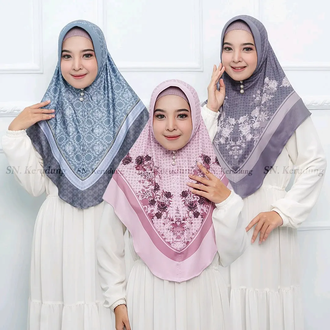 Bergo Instan Motif Dewasa Jersey Muslim Viral Jilbab