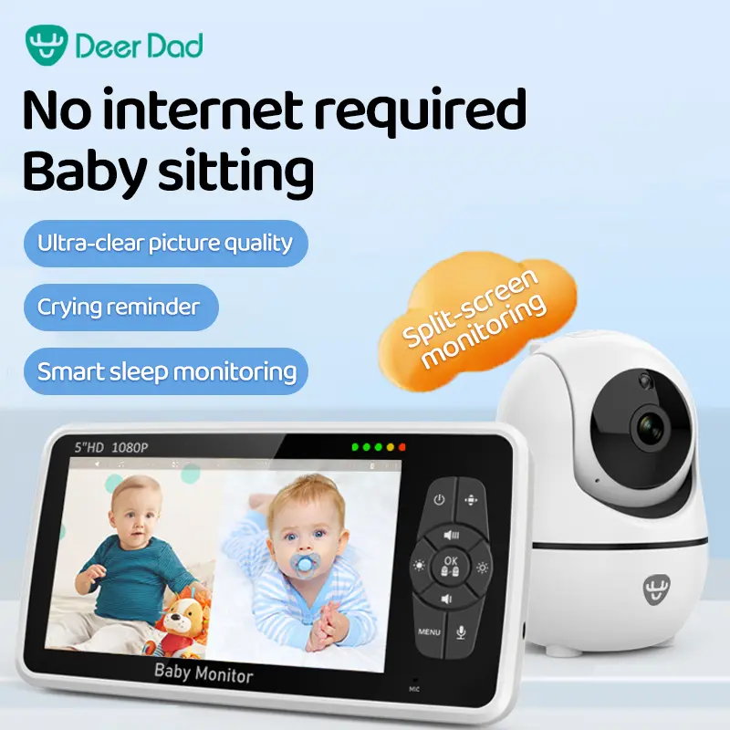 Deer Dad Baby Monitor Wireless Smart Baby Monitor Camera 360 Degree Rotating Night Vision Lullaby Two-way Intercom