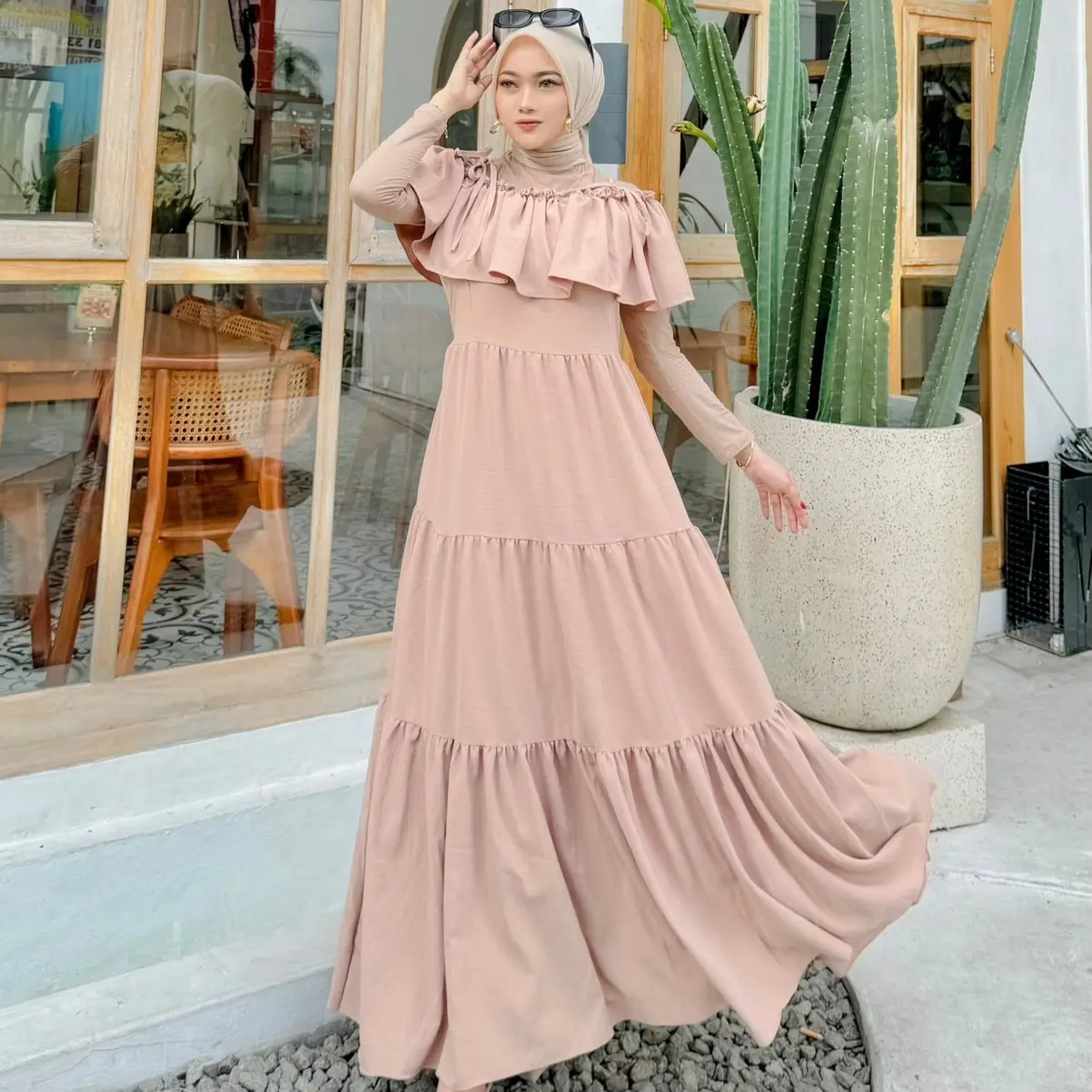 OVERALL CANDA TALI BY HAURA Wanita Remaja Dewasa Crinkle Dress Panjang Nyaman Rempel