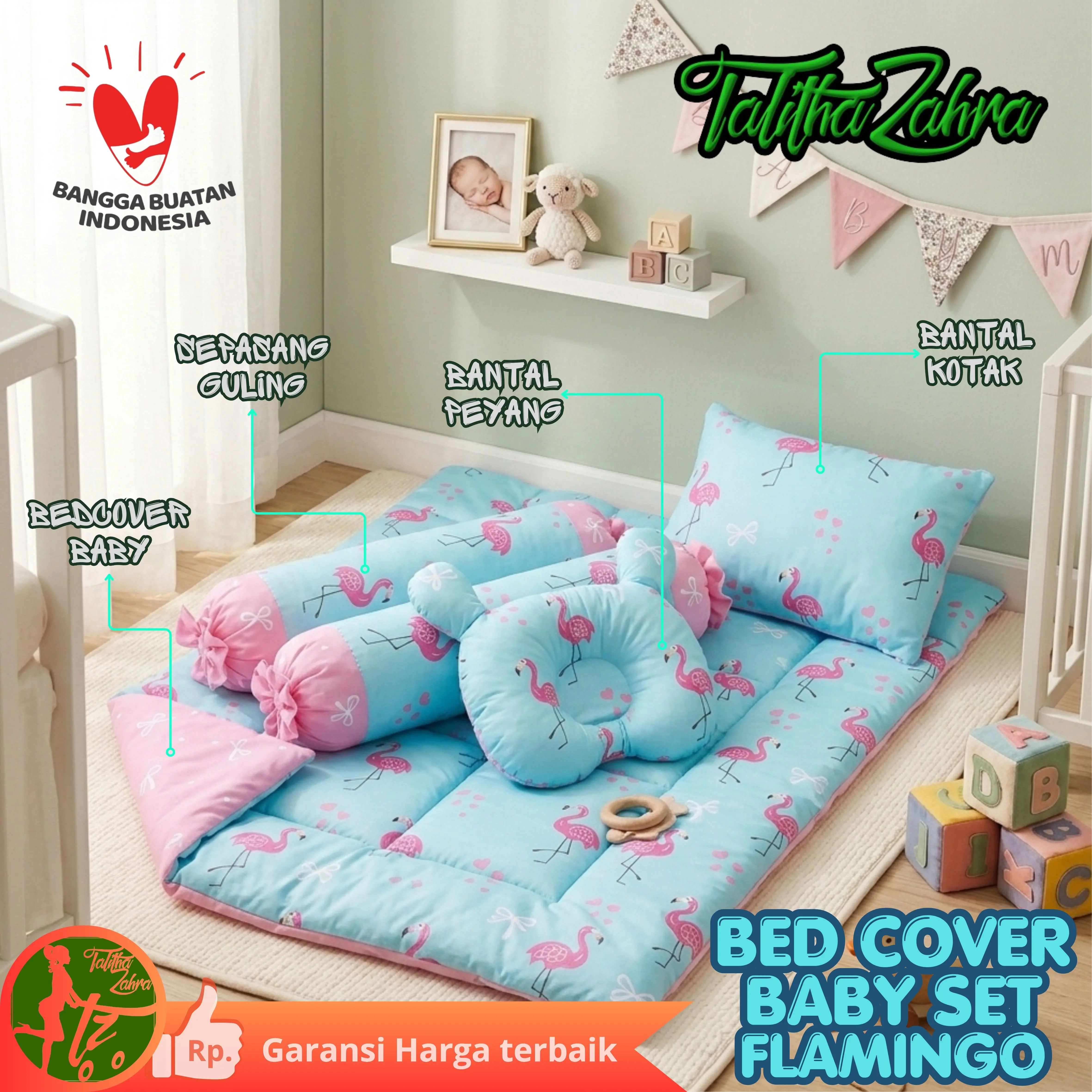 READY Bedcover Bayi Set Selimut Bayi Bantal Guling Bayi dan Peyang FREE TAS PENYIMPANAN