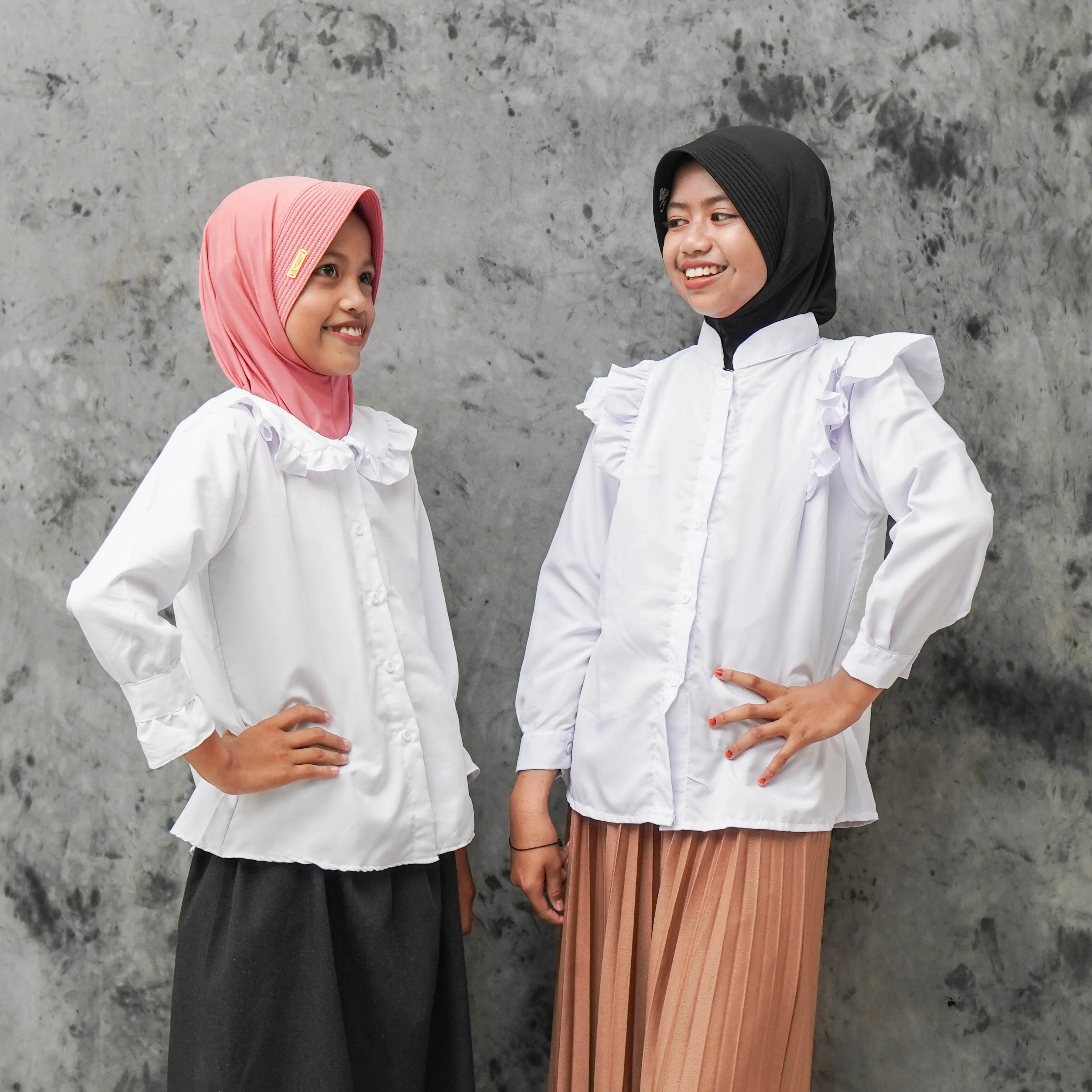 Kemeja ngaji anak perempuan umur 10-12 tahun / baju anak warna putih lengan panjang