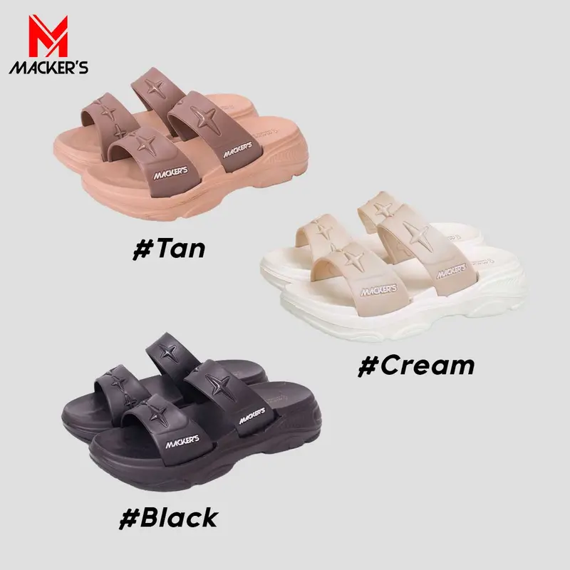 [MACKER'S] 2411 Sandal Slop Karet Wanita Tinggi Tebal Model Kasual Kekinian Fashionable 3
