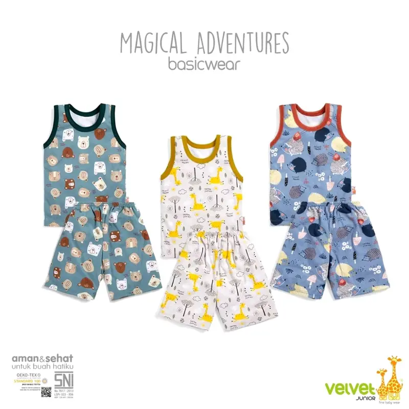 Velvet Junior Setelan Singlet Celana Pendek 3 Stel 3