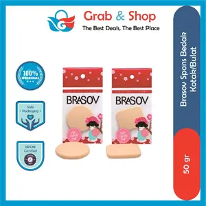 BRASOV Spons Bedak Bulat Kotak Sponge Puff Make Up Tools Set Makeup Produk Asli Original BPOM RI