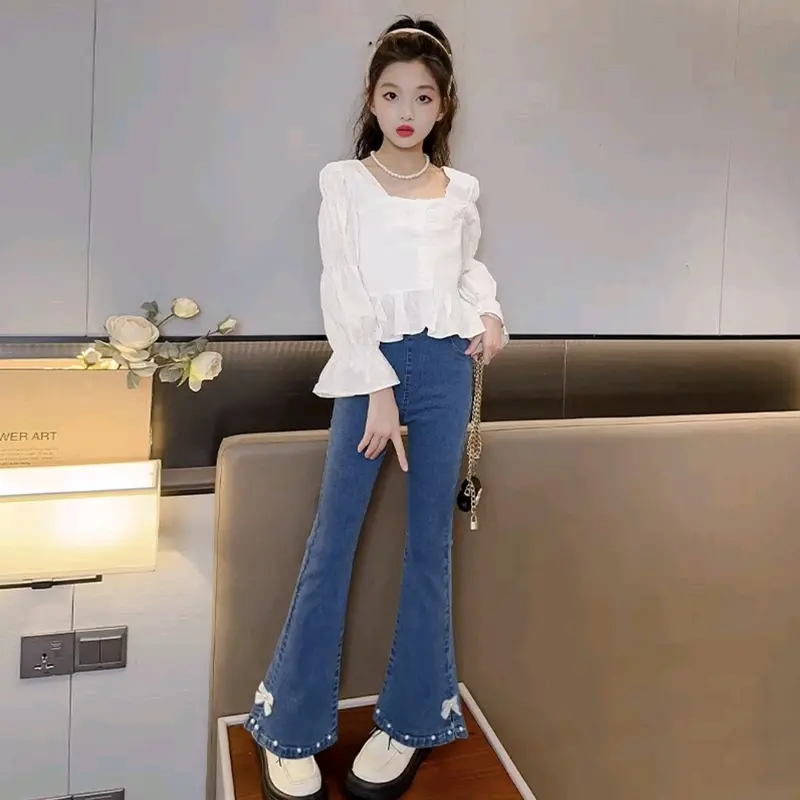 Celana Jeans Cutbray Anak Perempuan Import Model Jubrai Mutiara Usia 1-10 Tahun 6