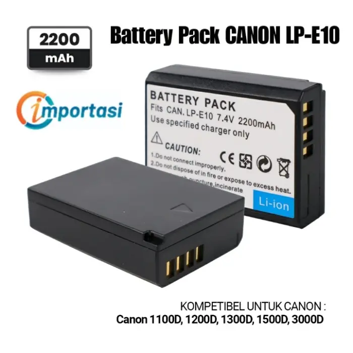 Baterai LP E10 Canon 1100D 1200D 1300D 1500D 3000D Battery 2200 mAh