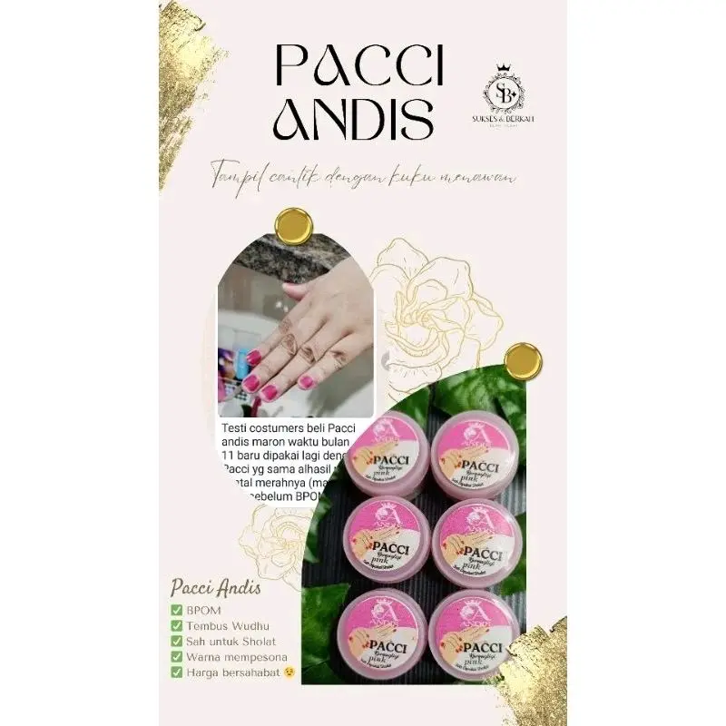 (harga untuk 1 pot)Pacci Andis Cat Kuku Nail Polish Kutek Pewarna Kitek Kuku Halal Bisa Buat Sholat 2