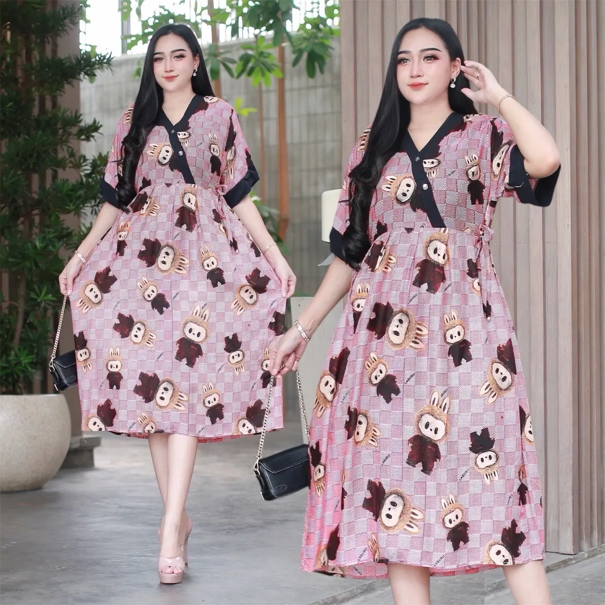 Daster dress baju pendek kimono rayon wanita tali samping busui terbaru kekinian