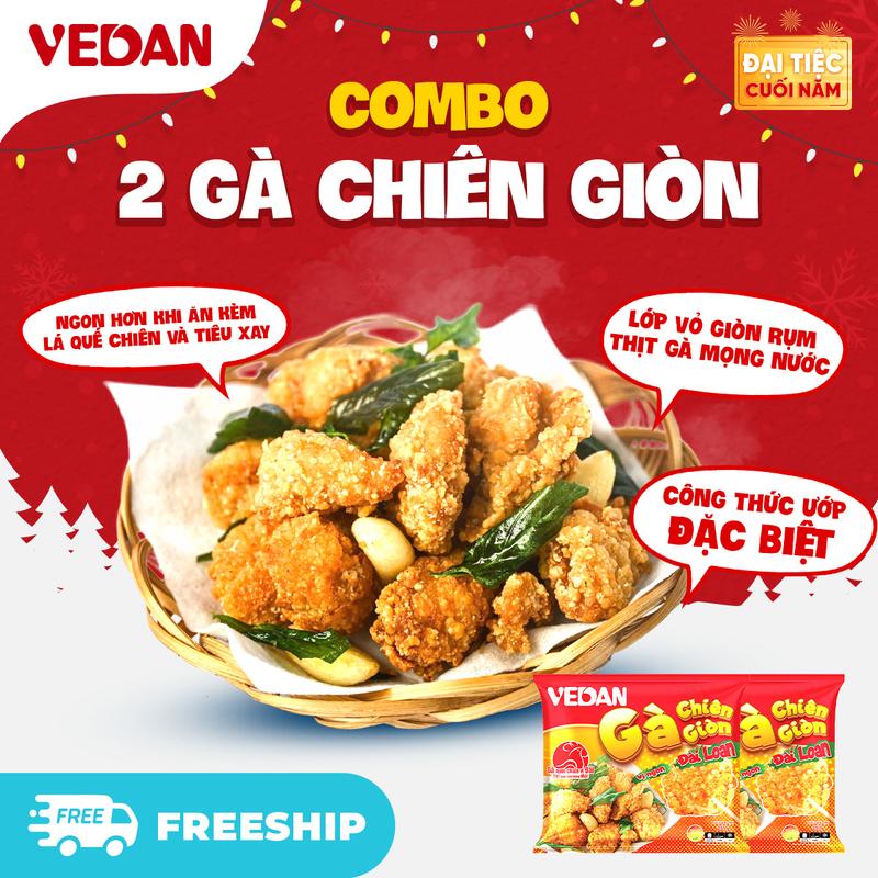 Combo 2 Gói Gà Chiên Giòn Đài Loan VEDAN Vỏ Giòn Rụm Thịt Mềm Mọng Nước Tẩm Ướp Đậm Vị - Gói 255G