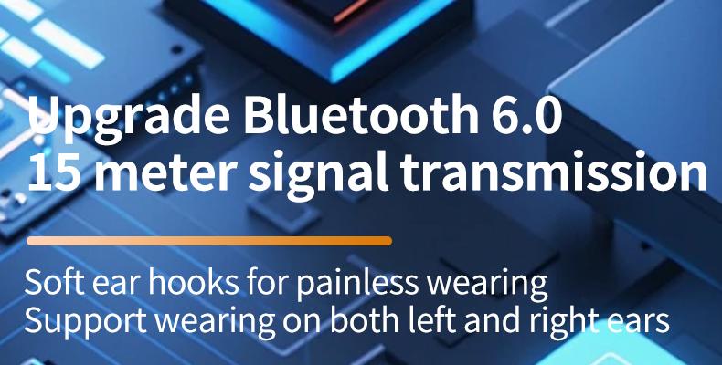 Headset Telinga Tunggal dengan Mikrofon Bluetooth 6.0 Earphone Peredam Kebisingan Speaker Mini Tahan Air Tampilan LED Bebas Genggam Waktu Siaga Panjang