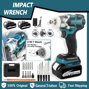 599V Cordless Impact Wrench, 990N.m Max Torque, 6.0Ah Li-ion Battery, 1Pcs Driver Sockets, Fast Charger, Tool Box