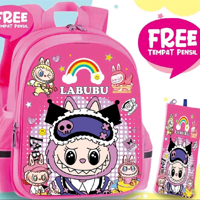 BISA (COD) BAYAR DI TEMPAT ,TAS SEKOLAH LABUBU TK SD PAUD PEREMPUAN TAS SEKOLAH TERLARIS, TAS SEKOLAH 2025 Fashion ransel Motif Anak 1