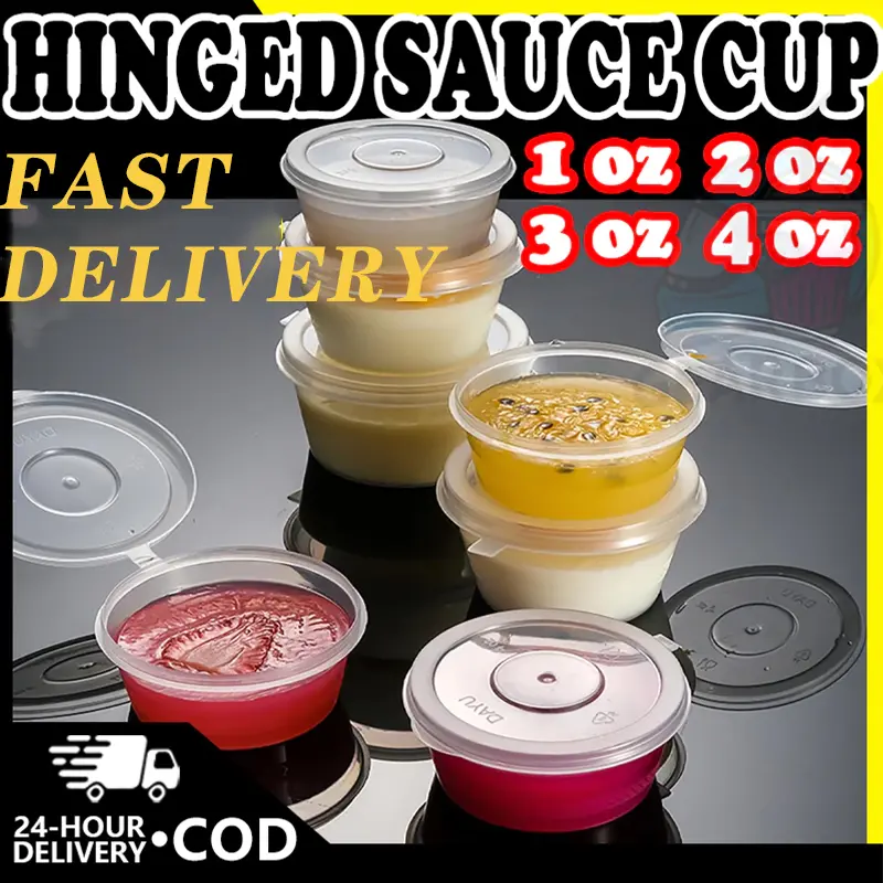 1/2/3/4oz } With Lid Salad Cup hinged cup Condiments Disposable Container  Cup 50PCS /100PCS - TikTok Shop Philippines