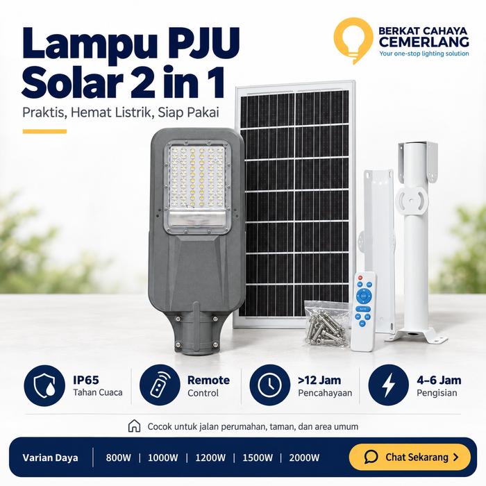 Jual Lampu Jalan PJU Solar 2 in 1 800W 1000W 1200W 1500W 2000W LiFePO4 ...