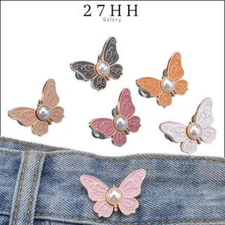 27HH KANCING PENGECIL CELANA JEANS KARAKTER KUPU-KUPU PENGAIT CELANA JEANS BENTUK KUPU-KUPU 0