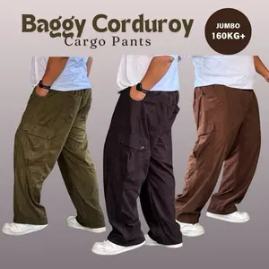 Celana Baggy Corduroy Cargo Pants Bigsize Jumbo Wide Leg Diari