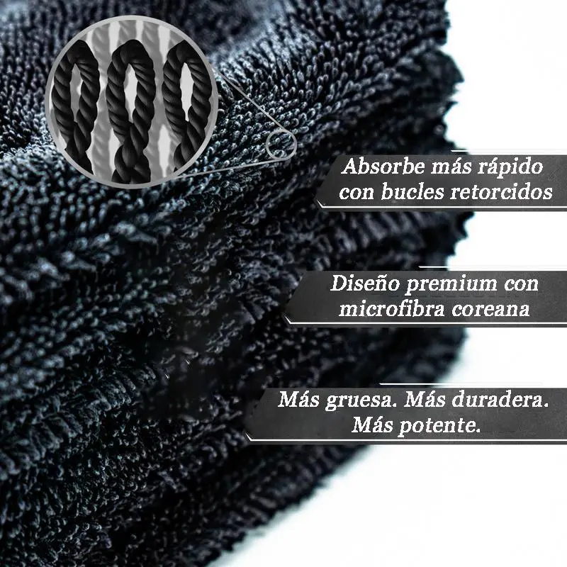 Toalla de Secado para Auto Black Link de Microfibra Premium 1400GSM Superabsorbente de Doble - Foto 7