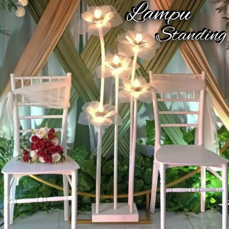 Standing Lampu Dekorasi.Standing lampu kelopak bunga, backdrop dekorasi pelaminan, Standing Lampu dekorasi.Rustic 7