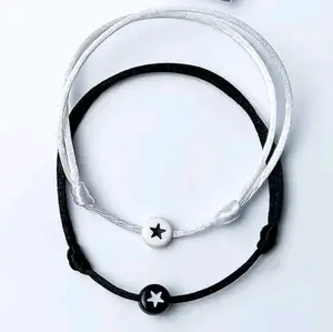 Gelang couple starboy & stargirl hitam putih bracelets accesories couple unisex tali satin pria wanita - Trendy & Elegan couple2sahabat fashion