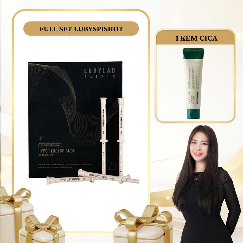 SN1842 - Combo 2 sản phẩm: Full Set Hyper LUBYSPISHOT Dual-Gen Spicule Therapy tổng 4 ống Tặng 1 tuýp Kem Liposome cica PDRN Lubylab cream 50ml