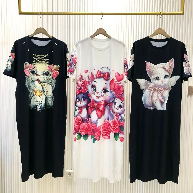 Dress Cotton Wanita Printed Motek Blink Timbul  Casual Panjang Nyaman