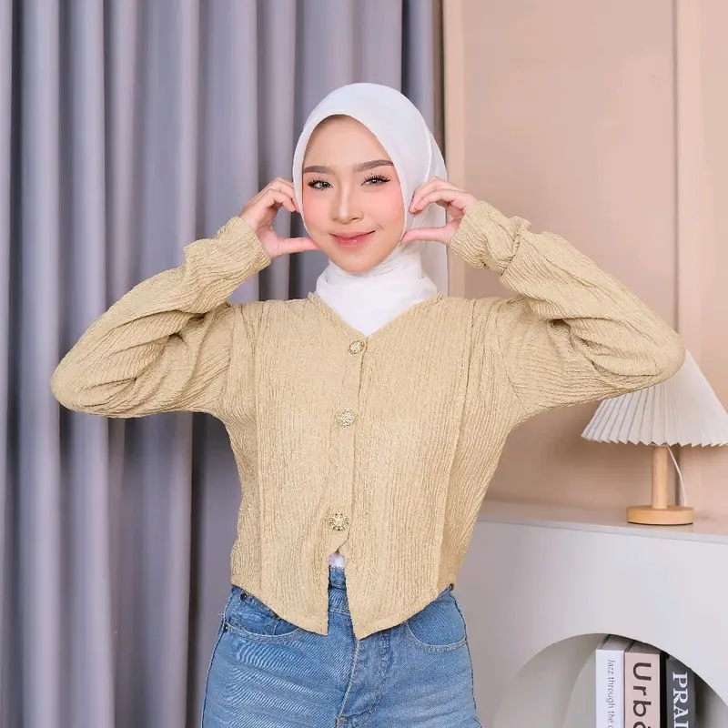 kemeja Atasan Wanita Crop Top Pres Body Casual vest korean style 5