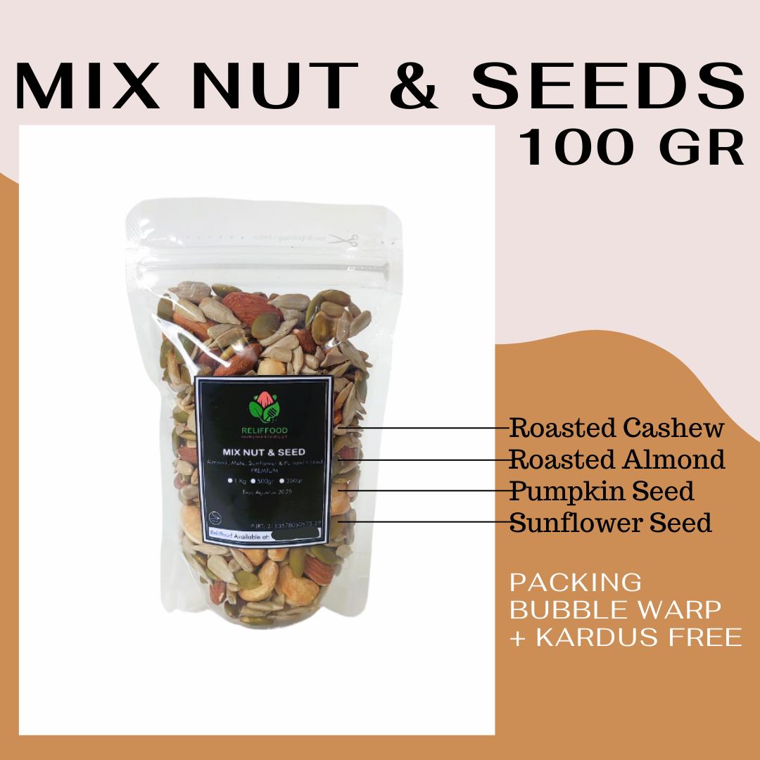 MIX NUT & SEEDS 100 GRAM PREMIUM 5 VARIAN - ALMOND METE MEDE BIJI BUNGA MATAHARI PUMPKIN Food Cemilan Snack