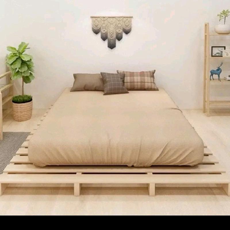  Giường ngủ pallet gỗ tự nhiên cao cấp Giường pallet gấp gọn hở chân gỗ mới cao 10cm - HOMDECOR 