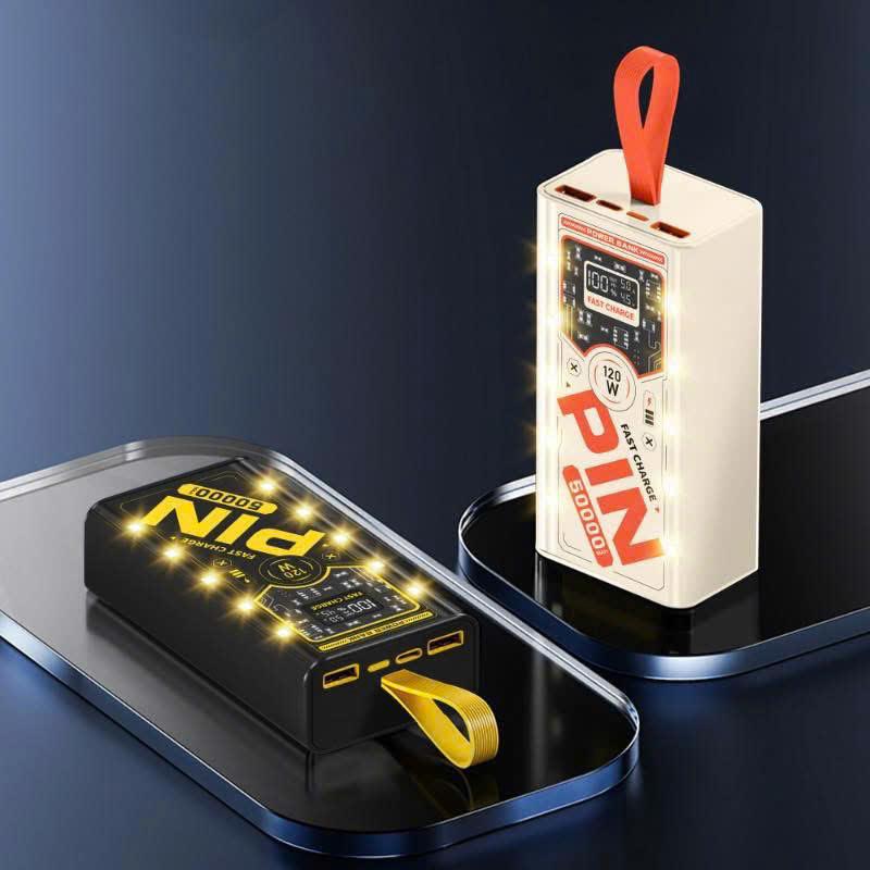 Sạc dự phòng 50000mah sạc nhanh dung lượng pin lớn có kèm dây cáp cho điện thoại Led Sạc Pin