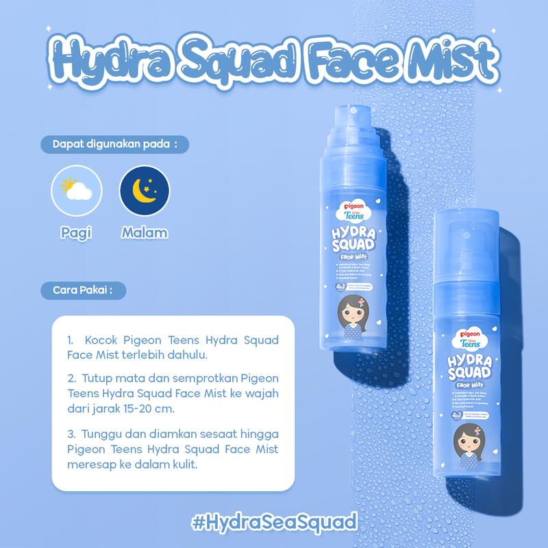 Pigeon Teens Hydra Squad Face Mist 50ml | Skincare Remaja | Ekstra Melembapkan | Hyaluronic Acid & Witch Hazel 2