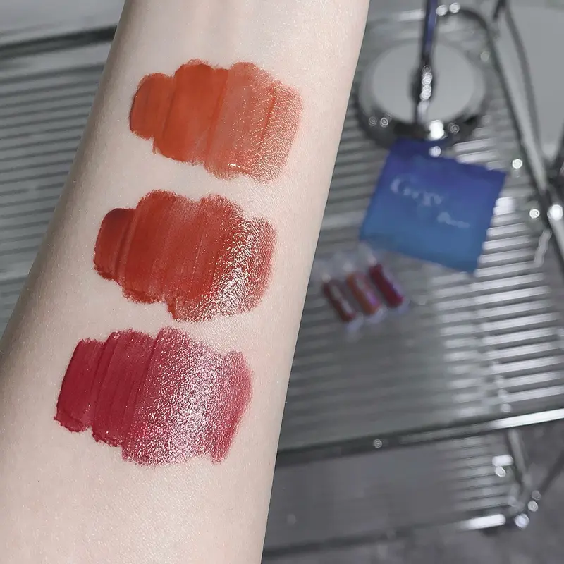 ICoD] 3Pcs setlipgloss Cermin, Lip Color Hydrating, Liquid Lipstick lipgloss Tahan Lama, untuk Makeup Bibir Bercahaya untuk Wanita dan Gadis sebagai Hadiah. 5