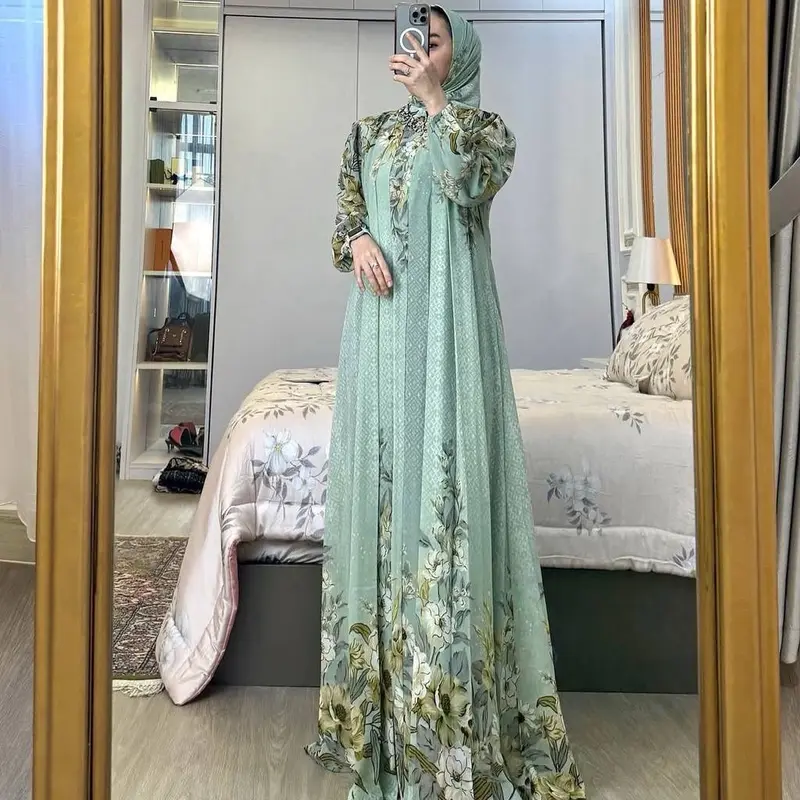Gamis Carissa Set Hijab Rayon Diamond - Lingkar Dada 110-115cm - Katun, Syari, Crinkle, Remaja, Dress, Wanita, Motif, Muslim, Airflow, Dewasa Lebaran 4