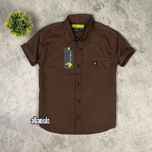 Kemeja Sigaret Anak Fashion Lengan Pendek  Hem Atasan Anak-anak Premium Tebal Halus  Adem Coklat Mahogani,Coksu,Crem  2-13 Tahun