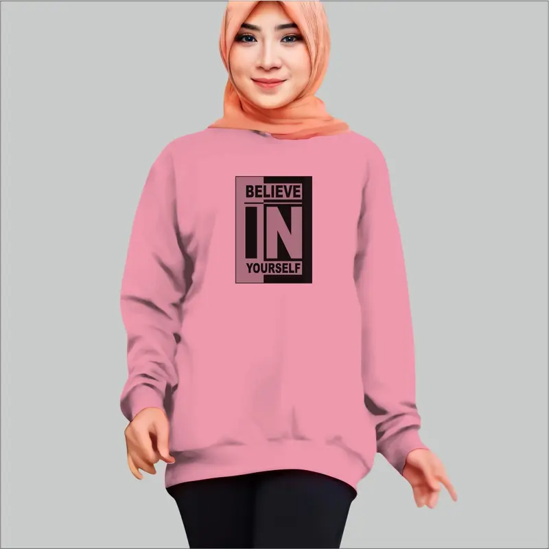 Kaos Wanita Lengan Panjang Motif BelieveIN atasan Sweatshirt #Fyp 4