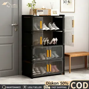 COD Rak sepatu Sepatu Kotak Penyimpanan Rak Sepatu Susun Tertutup Lemari Sepatu Tertutup Minimalis Rak Susun Dengan Pintu