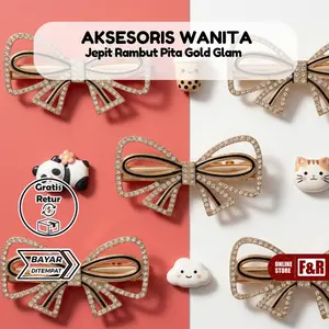 Jepit Rambut Korea Pita Gold Crystal Premium Hair Clip Stylish Luxury Aksesoris Rambut Wanita Kekinian