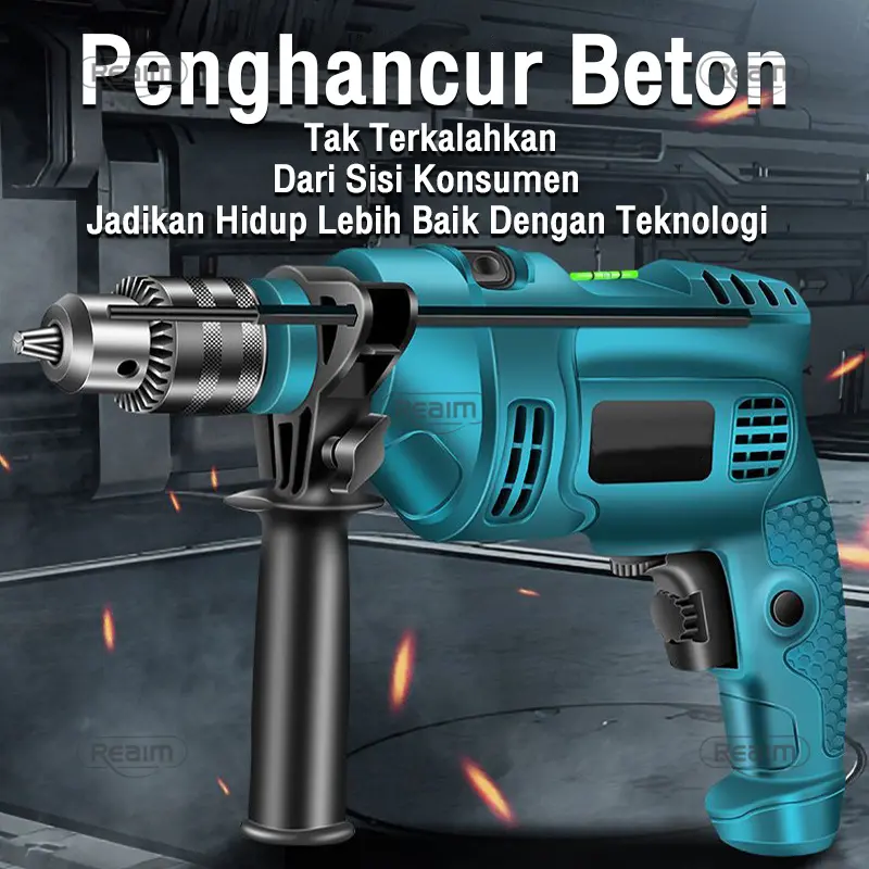 Reaim Mesin Bor Listrik 13mm Bolak Balik Electric Drill Bor Beton Kayu Besi Tembok Bor Listrik  Impact Drill Listrik impact bisa 3500rpm tembok beton bolak variable speed Impact drill Supplier Warranty Tanpa Garansi keramik 3 tahun bor listrik full set 7
