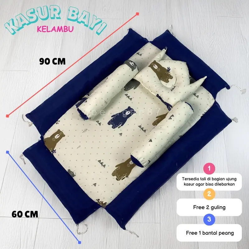 Kasur Kelambu Bayi set bantal guling | Kasur bayi | Kasur baby newborn | Set kasur bayi kelambu | Perlengkapan bayi | Kado bayi | Kasur bayi empuk | Alas tidur bayi 1