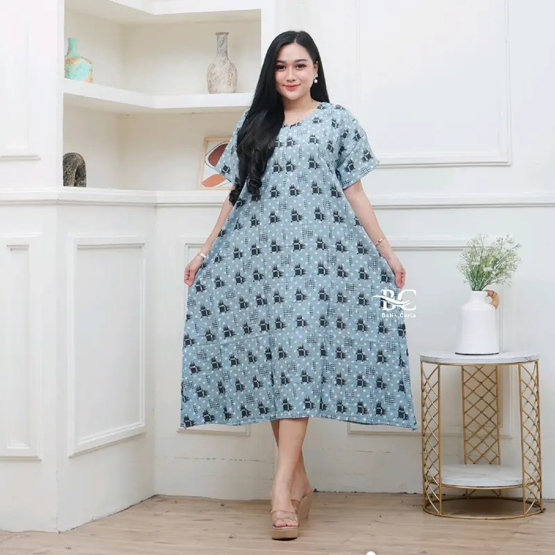 BATIKCERIA - Daster Jumbo  Busui Resleting Depan Baju Tidur Rayon Adem Nyaman Bumil 2