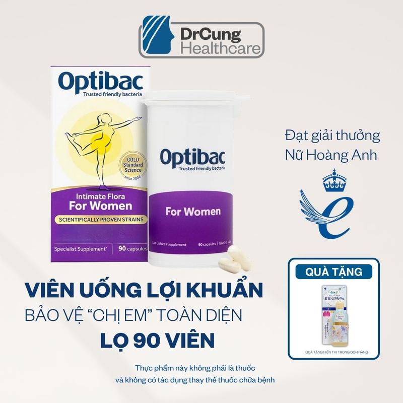 TPBVSK OPTIBAC PROBIOTICS FOR WOMEN LỌ 90 VIÊN Men vi sinh cho phụ nữ hỗ trợ bổ sung lợi khuẩn MUA 1 TẶNG 1 NƯỚC GIẶT ĐỒ LÓT NHẬT BẢN