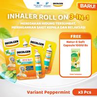 Gambar [GRATIS NATUR-E SKINSTART] TRIPLE PACK Decolgen Inhaler Roll On 3-IN-1 Inhaler Aromaterapi & Roll On untuk Hidung Tersumbat, Pusing, Masuk Angin dan Relaksasi dengan Sensasi Lemon Menyegarkan - [GWP] Lemon 2pcs + P.Mint 1pcs + Free Natur-E dari Darya Varia Kota Tangerang 5 Tokopedia