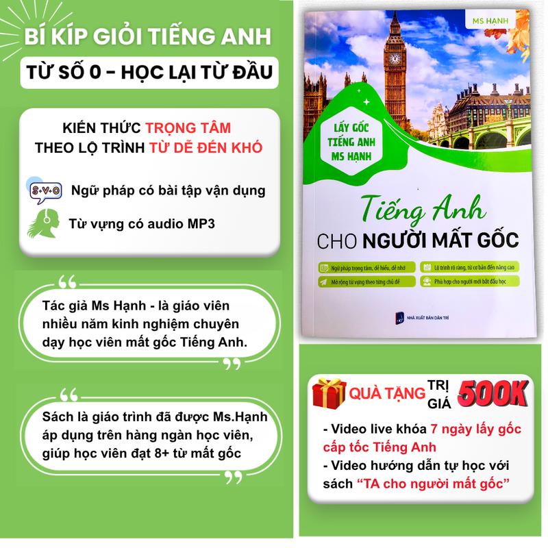 Sách Tiếng Anh cho người mất gốc - Học ngữ pháp & từ vựng theo lộ trình dễ hiểu